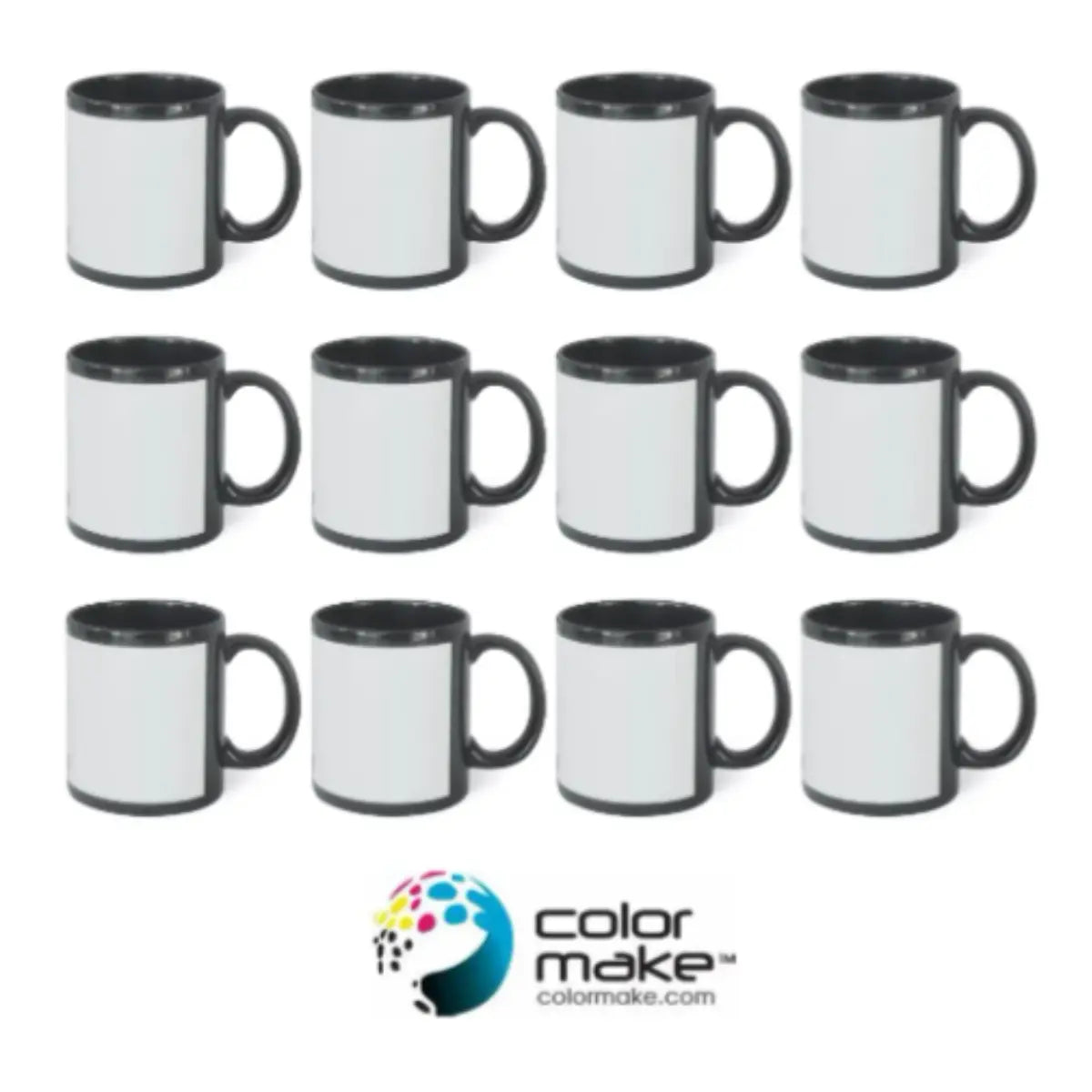 12 Pz Taza de cerámica 11 oz. Negra. Ventana blanca Color Make - Color Make - vista lateral