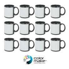 12 Pz Taza de cerámica 11 oz. Negra. Ventana blanca Color Make - Color Make - vista lateral