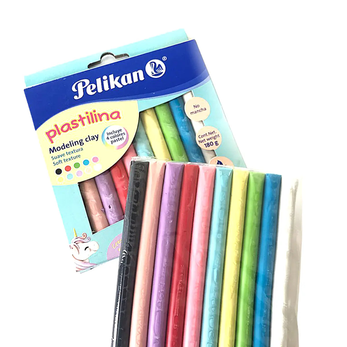 Barras de Plastilina Brillantes Colores Pastel Pelikan 10 Piezas - Pelikan - empaque
