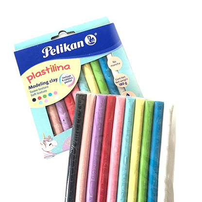 Barras de Plastilina Brillantes Colores Pastel Pelikan 10 Piezas - Pelikan - empaque
