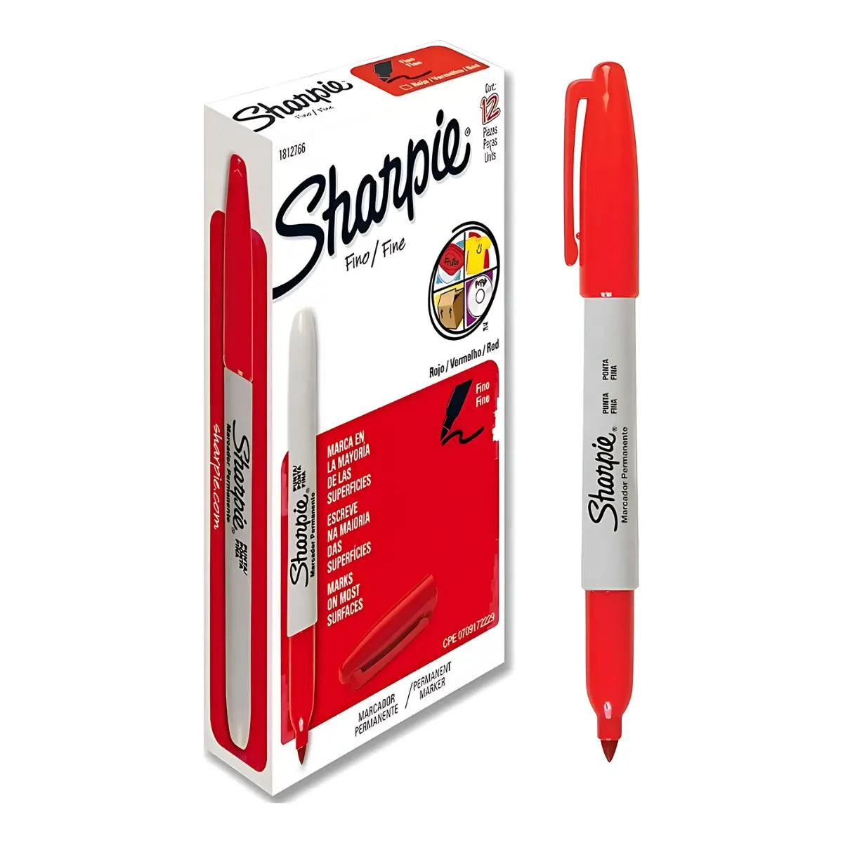 Marcador permanente Sharpie rojo 12 piezas 1812766 - Sharpie - vista trasera