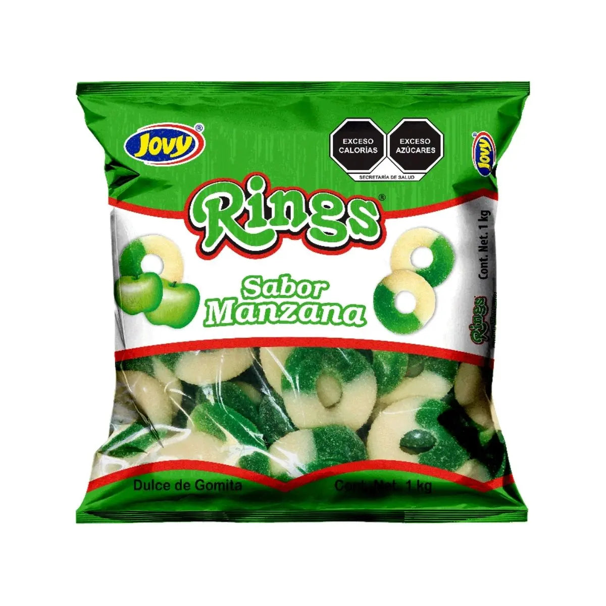1 Kg Gomitas Aros Sabor Manzana Jovy Dulce Aciditas Rings - Jovy