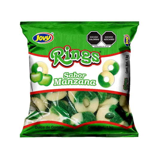 1 Kg Gomitas Aros Sabor Manzana Jovy Dulce Aciditas Rings - Jovy