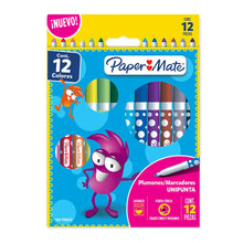 Plumones Marcadores Paper Mate Lavables Colores Surtidos 12 Piezas - Paper Mate - empaque