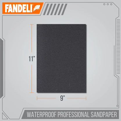 Kit 25 Hojas Lija Agua Grano Extra Fino 1500 9x11 Fandeli - Fandeli