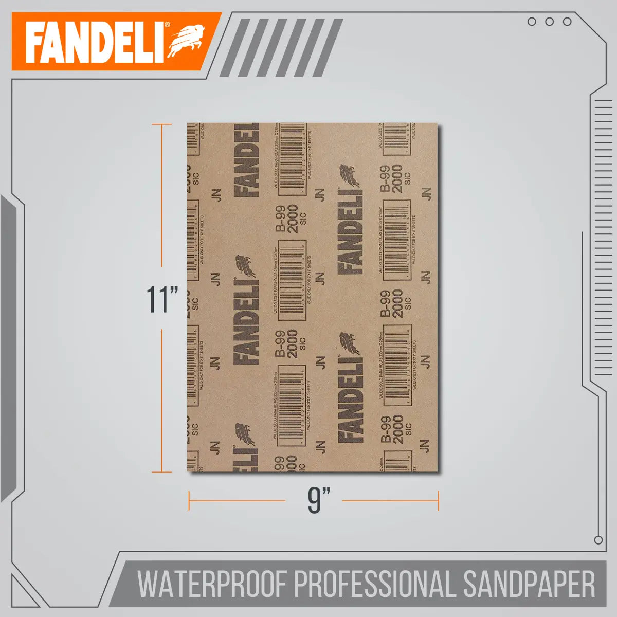 Kit 25 Hojas Lija Agua Grado 2000 9x11 Extra Fino Fandeli - Fandeli - uso