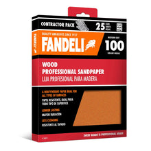 Kit 25 Lija Madera Profesional Grano 100 Medio 9x11 Fandeli - Fandeli