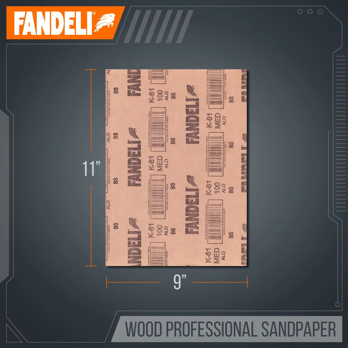 Kit 25 Lija Madera Profesional Grano Extra Fino 9x11 Fandeli - Fandeli - vista trasera