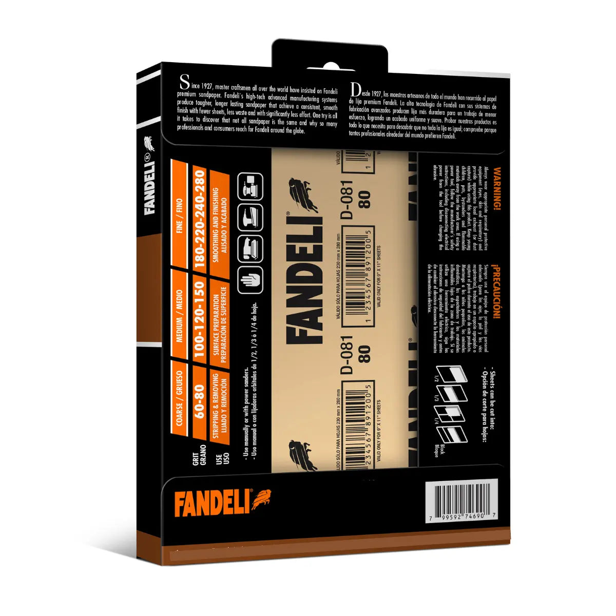 Kit 25 Lijas Multipropósito Granos 80 / 120 / 220 Fandeli - Fandeli - vista trasera
