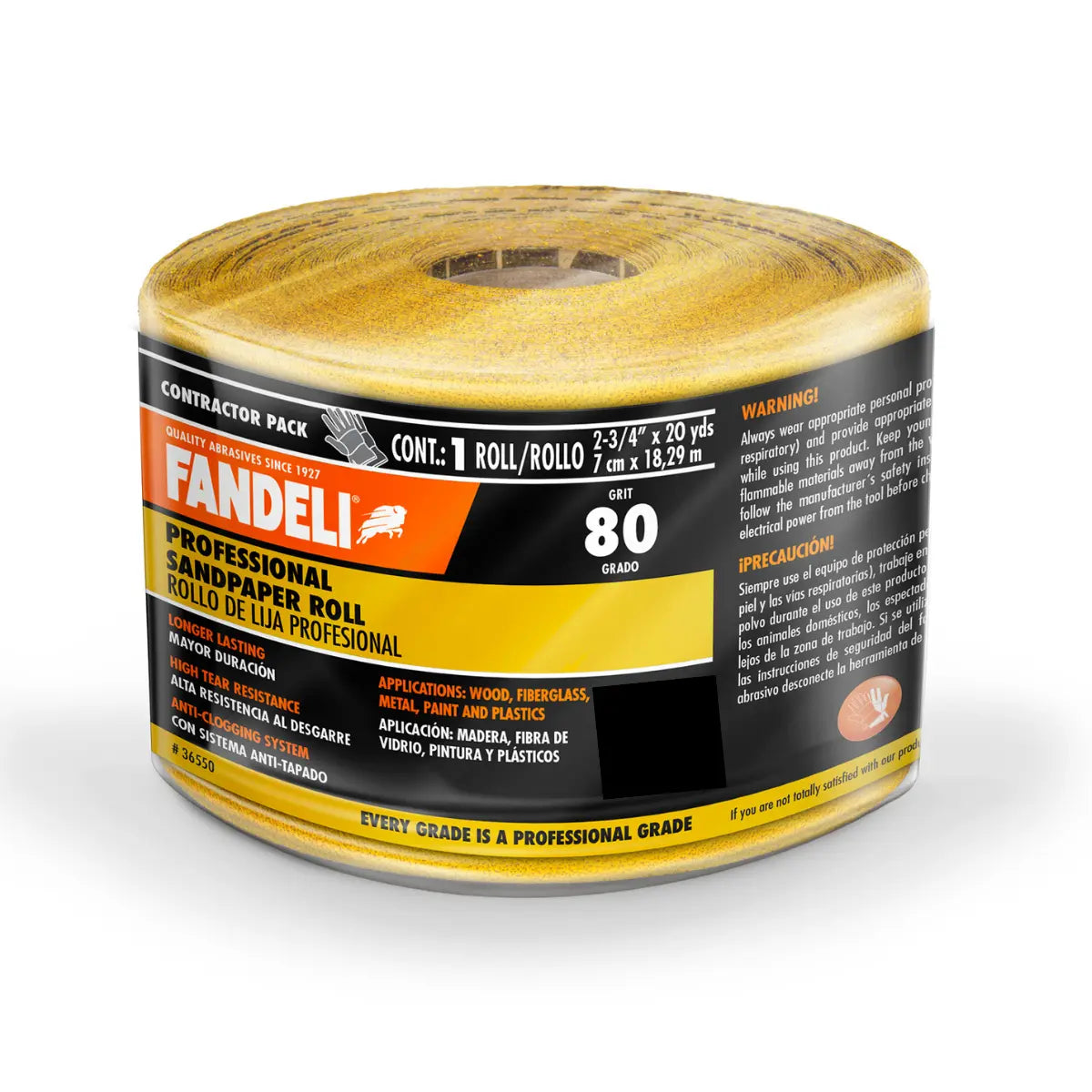 Rollo Lija Profesional Multiusos Grano 80 7cmx18m Fandeli - Fandeli - vista lateral