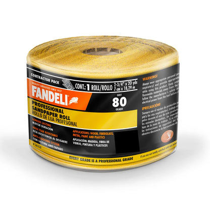 Rollo Lija Profesional Multiusos Grano 80 7cmx18m Fandeli - Fandeli - vista lateral