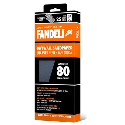 Kit 25 Lija Profesional Yeso Paredes Grado Grueso 80 Fandeli - Fandeli - empaque