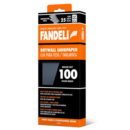 Kit 25 Lija Profesional Yeso Paredes Grado Medio 100 Fandeli - Fandeli - vista lateral