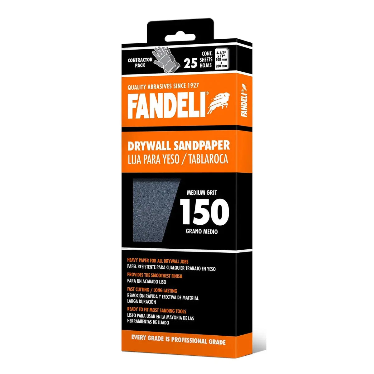 Kit 25 Lija Profesional Yeso Paredes Grado Medio 150 Fandeli - Fandeli - accesorios