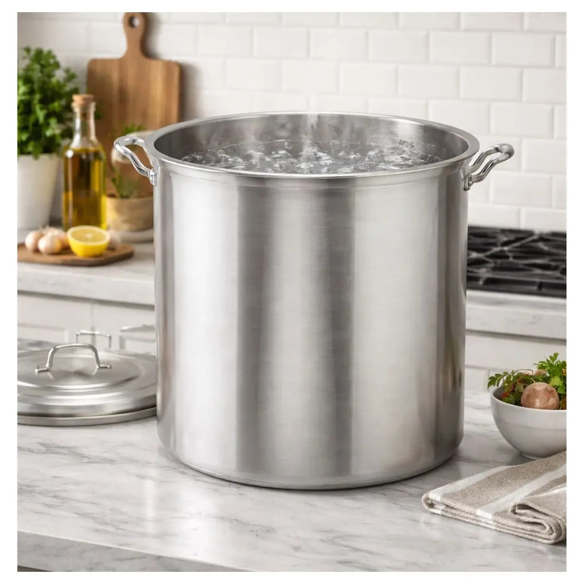 Olla Vaporera Alpro 50cm X 41cm 80 L Aluminio Con Tapa - Alpro - vista lateral