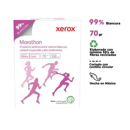 Paquete 500 hojas Papel Cortado Bond Marathon 70gr Carta 99% Blancura Xerox - Xerox - detalle