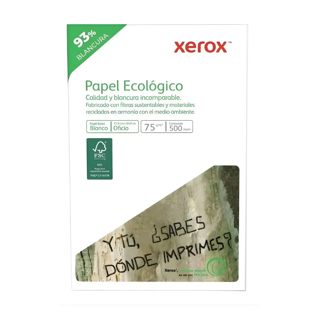 500 Hojas Papel Xerox Ecologico Tamaño Oficio Blancas - Xerox