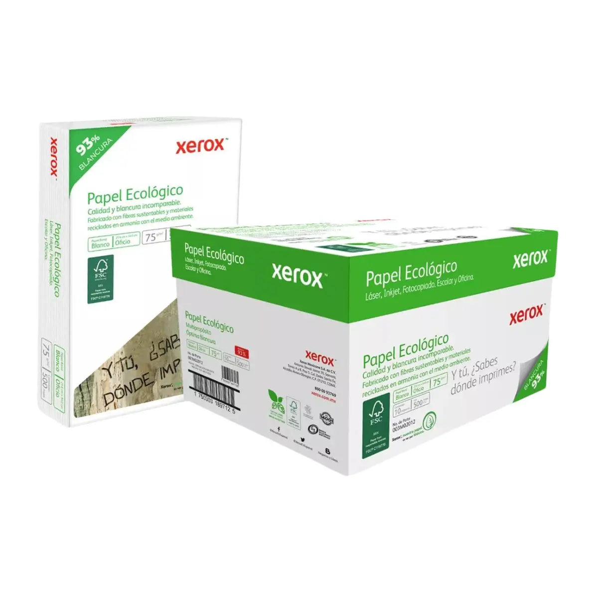 Caja Papel Xerox Ecologico Tamaño Oficio 5000 Hojas Blancas - Xerox - vista lateral