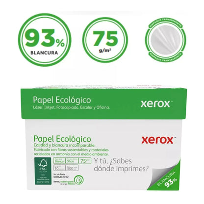 Caja Papel Xerox Ecologico Tamaño Oficio 5000 Hojas Blancas - Xerox - detalle