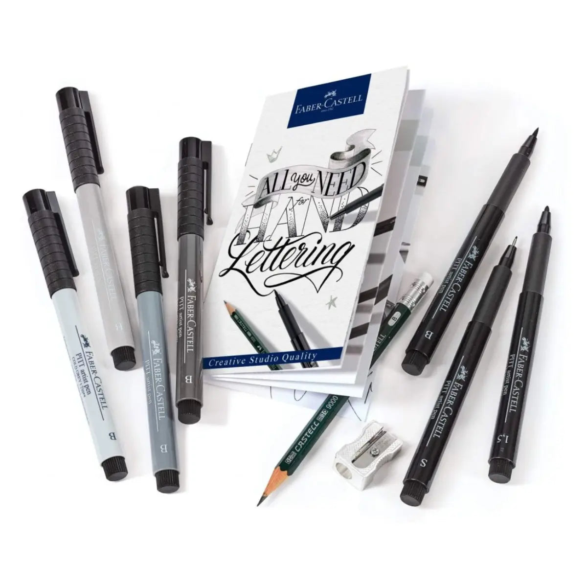 Faber-Castell Pitt Artist Pen Hand Lettering For Beginners Set - Hand Lettering 101 with 7 Pitt Lettering Pens - Faber Castell