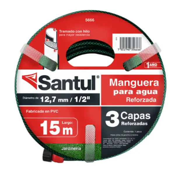 Manguera reforzada 3 capas 15m 1/2" Santul - Santul