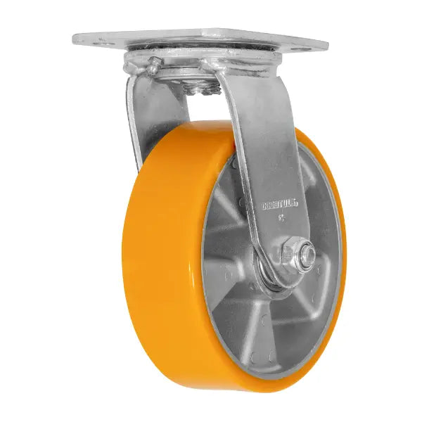 RODAJA ALUMINIO PU NARANJA GIRATORIA 6" - Dogotuls - vista trasera