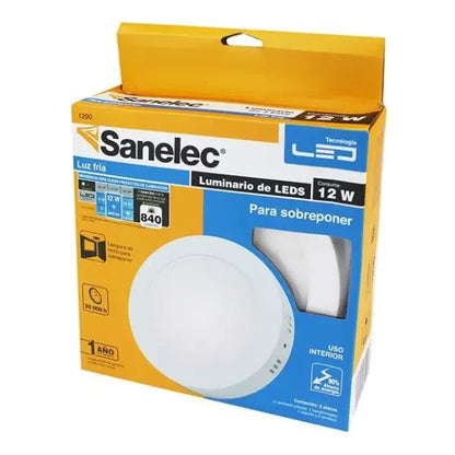 Lámpara circular 1290 sobreponer 12W luz fría Sanelec - Sanelec - empaque