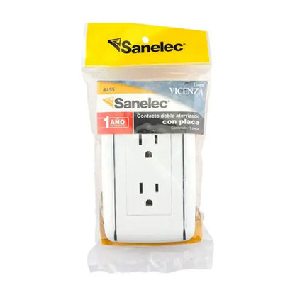 Placa Vicenza contacto doble Saneles 4455 - Sanelec - vista lateral