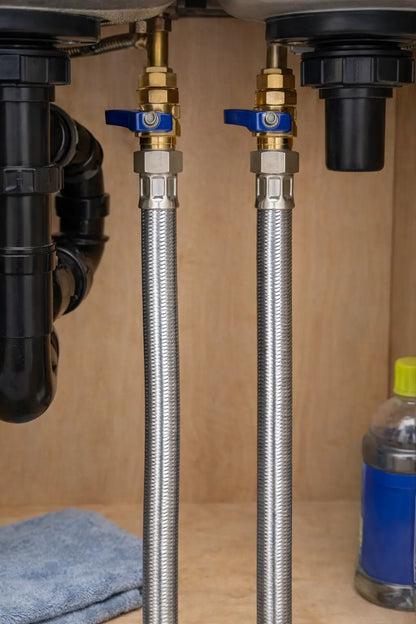 Manguera Para Boiler Flexible 1/2" X 1/2" X 80cm Acero Inoxidable Cnx Inner 10 Pzs - CNX - vista lateral