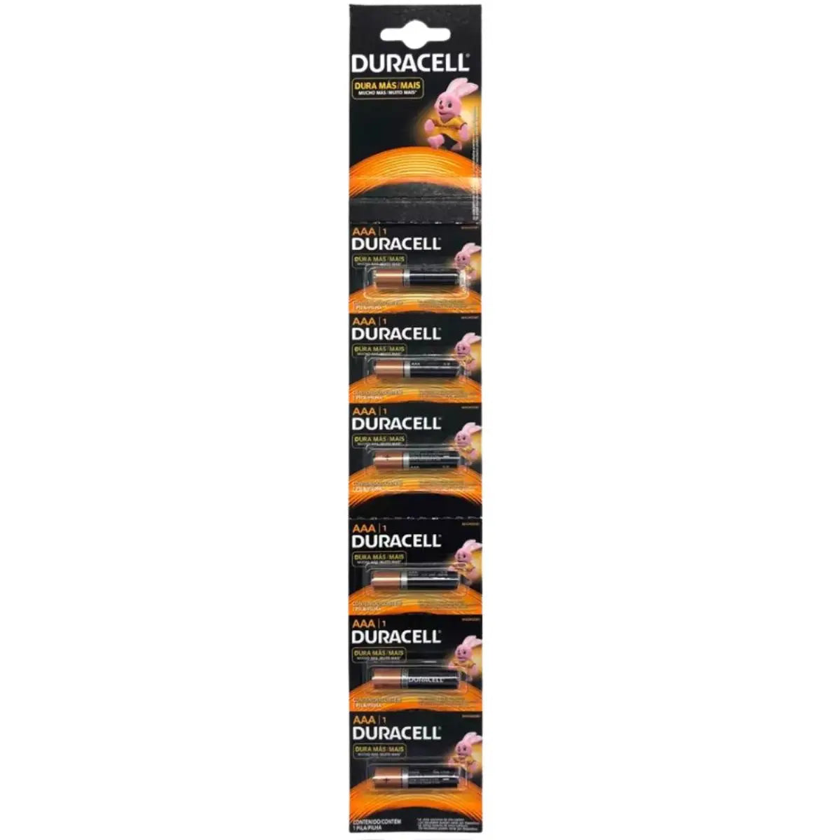 Tira de 6 pilas Duracell AAA Alcalinas - Duracell - vista lateral
