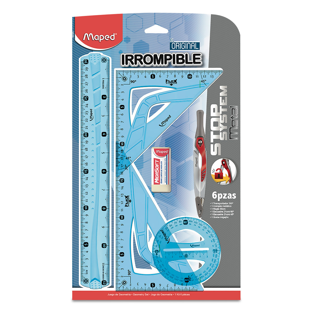 Juego de Geometría Flexible Maped Stop System 6 piezas