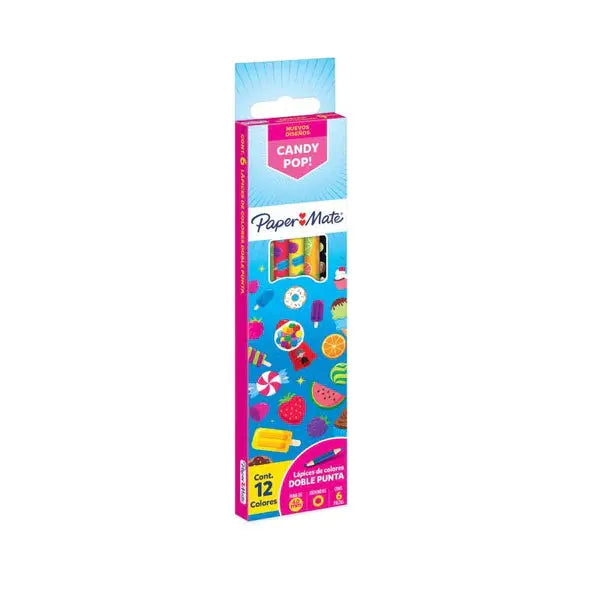 Lápices De Colores Doble Punta Paper Mate Candy Pop 6 Piezas y 12 Colores - paper mate