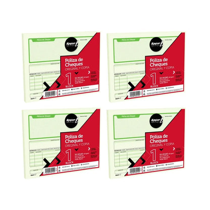 4 Block 50 hjs C/U Poliza de Cheque Medio Oficio Verde RAYTER - Rayter - vista lateral