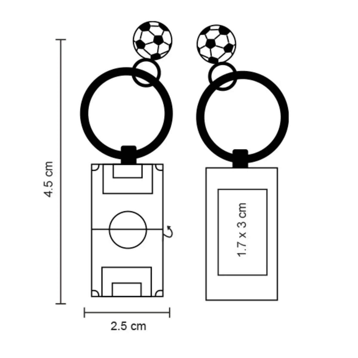 10pzs Llavero Metalico For Promotional Forma Cancha Futbol - For Promotional - vista lateral