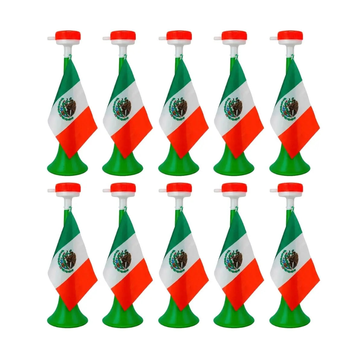 10pzs Vuvuzela Tricolor For Promotional c/ Bandera Mexico - For Promotional - vista lateral