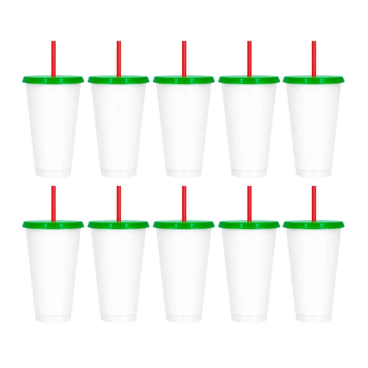 10pzs Vaso Plastico Tricolor For Promotional c/ Popote - For Promotional