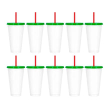 10pzs Vaso Plastico Tricolor For Promotional c/ Popote - For Promotional