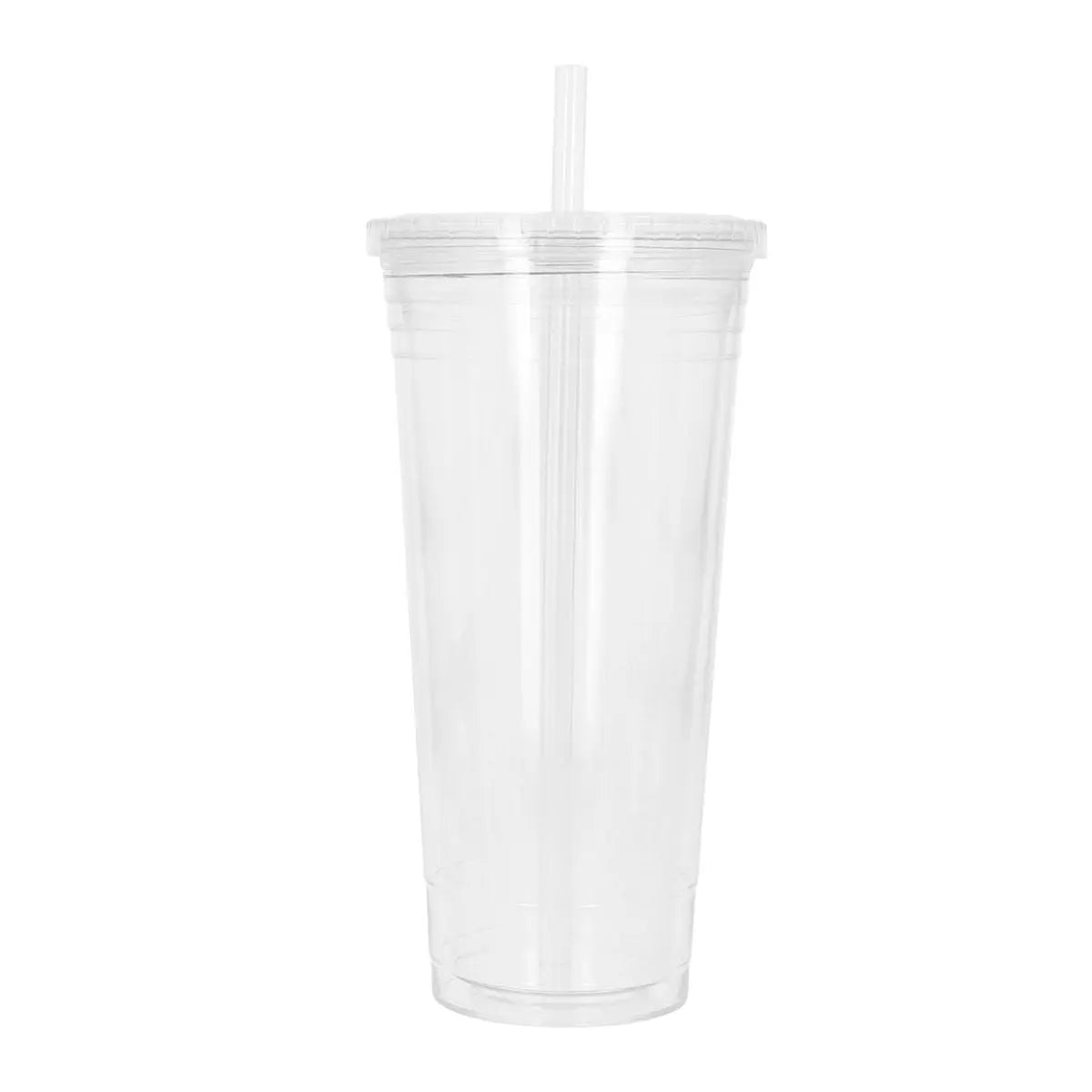 Vaso doble pared Plastico 600ml c/popote Transparente For Promotional - For Promotional - vista lateral