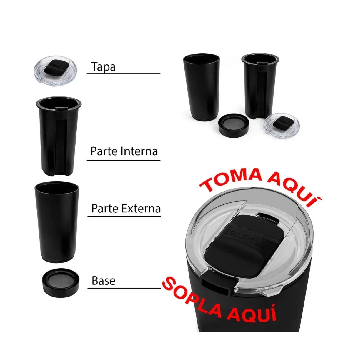 Vaso Plastico Doble Pared For Promotional Sistema Trompeta Colores Azul - For Promotional - detalle