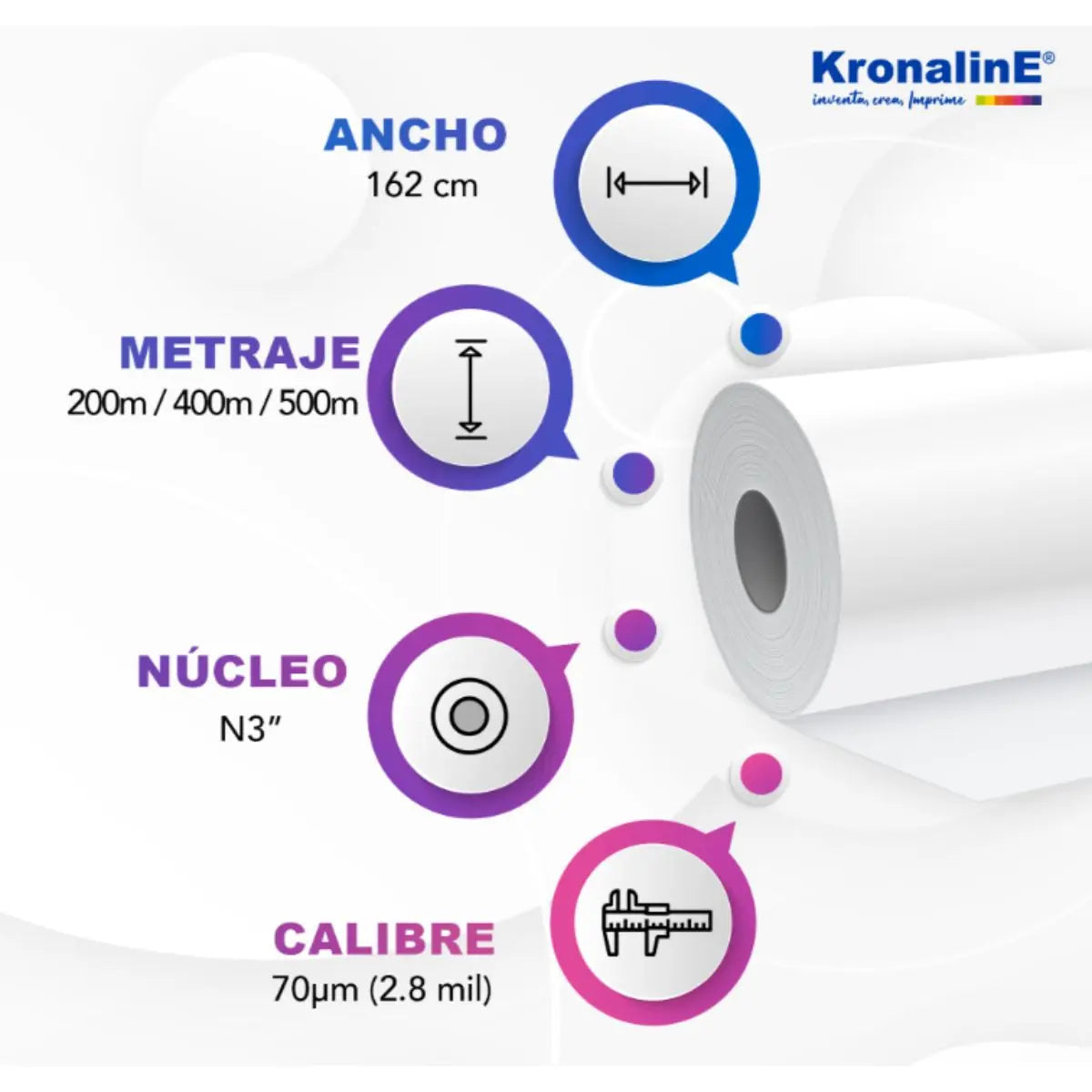 Rollo Papel Sublimacion Secado Rápido Kronaline Subl55 50g - Kronaline