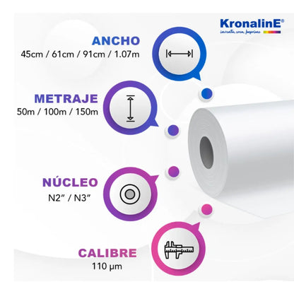 PAPEL BOND PRECISION P/INK-JET Y COPIAS XEROGRAFICAS  N3" 0.455 x 100 m - Kronaline - detalle