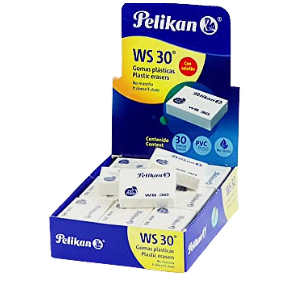 Gomas Borrador Plástica Ws30 Blanca Lápiz Escolar Pelikan 30 Piezas - Pelikan - uso