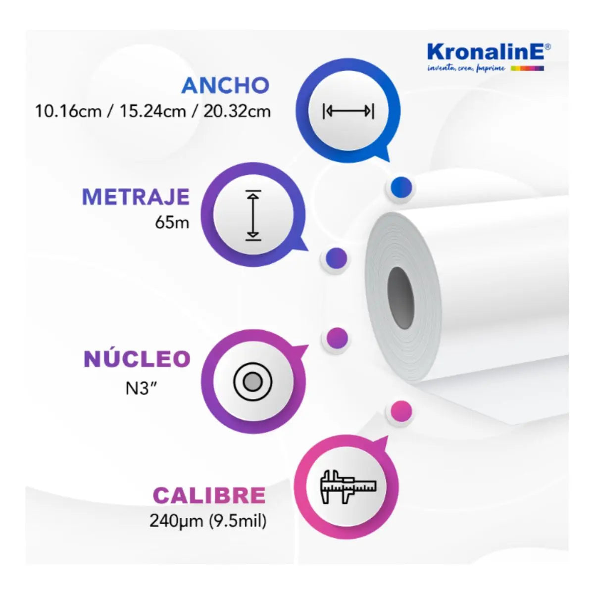 Rollo Papel Fotografico Kronaline Pms02 Satinado .1524 x 65 m 3 PIEZA - Kronaline - vista trasera