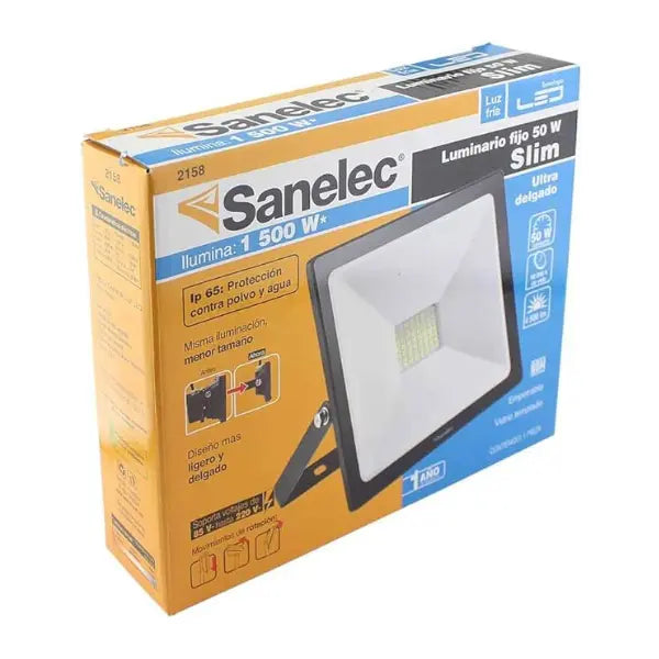 Reflector LED 50w Sanelec 2158 Ultra Delgado - Sanelec - vista lateral