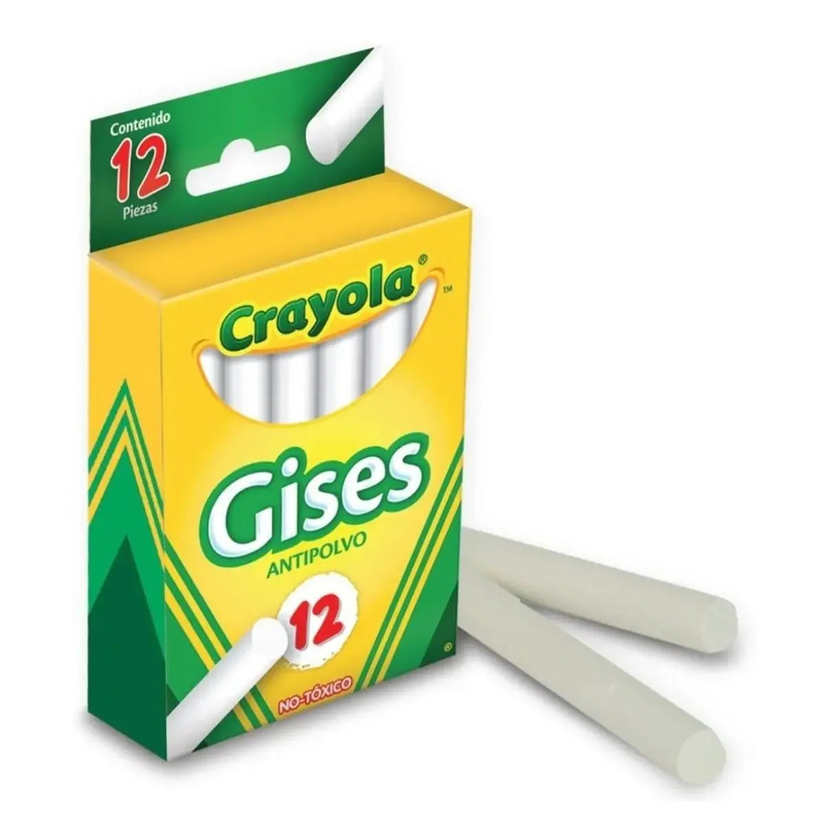 12 Gises Blancos Pizarron Antipolvo Marca Crayola - Crayola - empaque