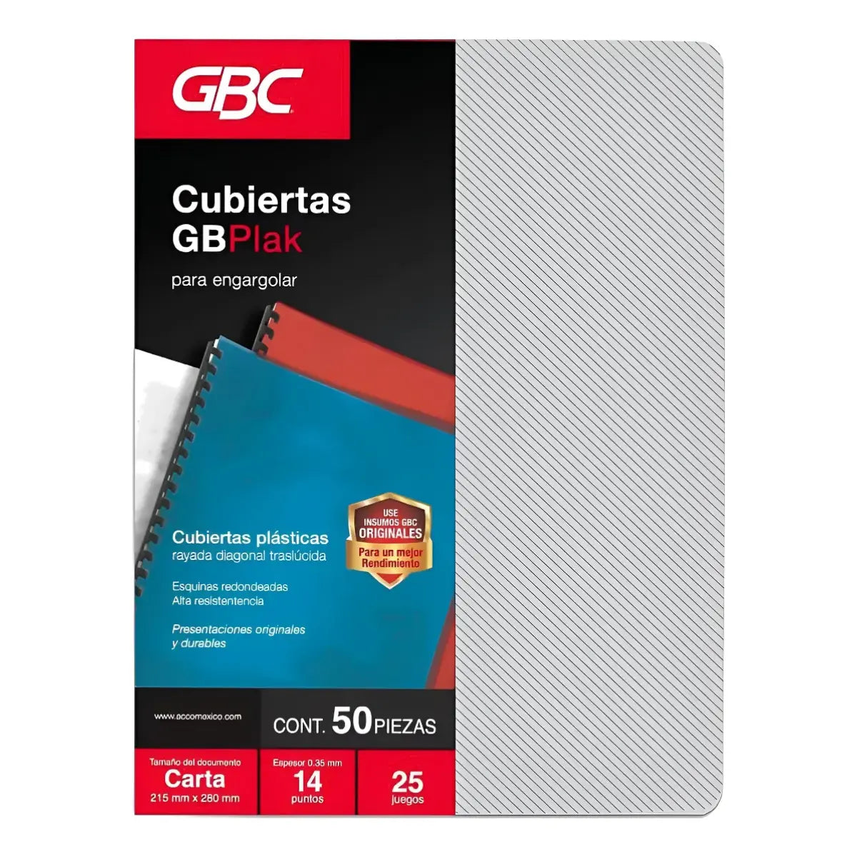 CUBIERTA CARTA GBPLAK RAYADO TRANS C/50 - ACCO