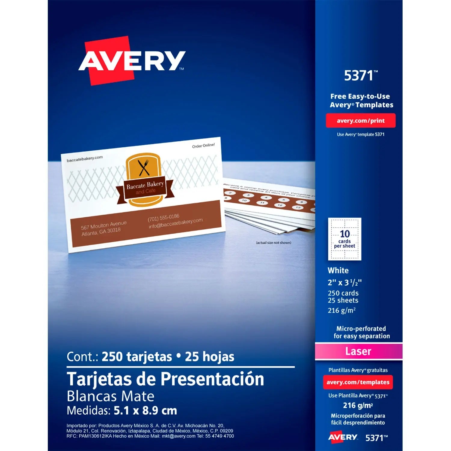 250pz Tarjeta Presentacion Avery Blanca Laser 5.1 X 8.9 Cm - Avery - empaque