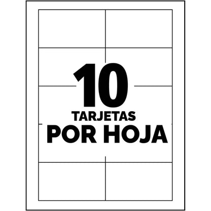 250pz Tarjeta Presentacion Avery Blanca Laser 5.1 X 8.9 Cm - Avery - vista trasera