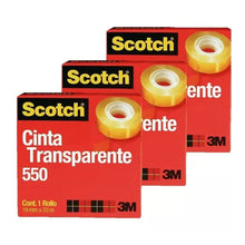 3 Cintas Adhesivas Transparentes Scotch 550 19mm X 33m - 3M - empaque