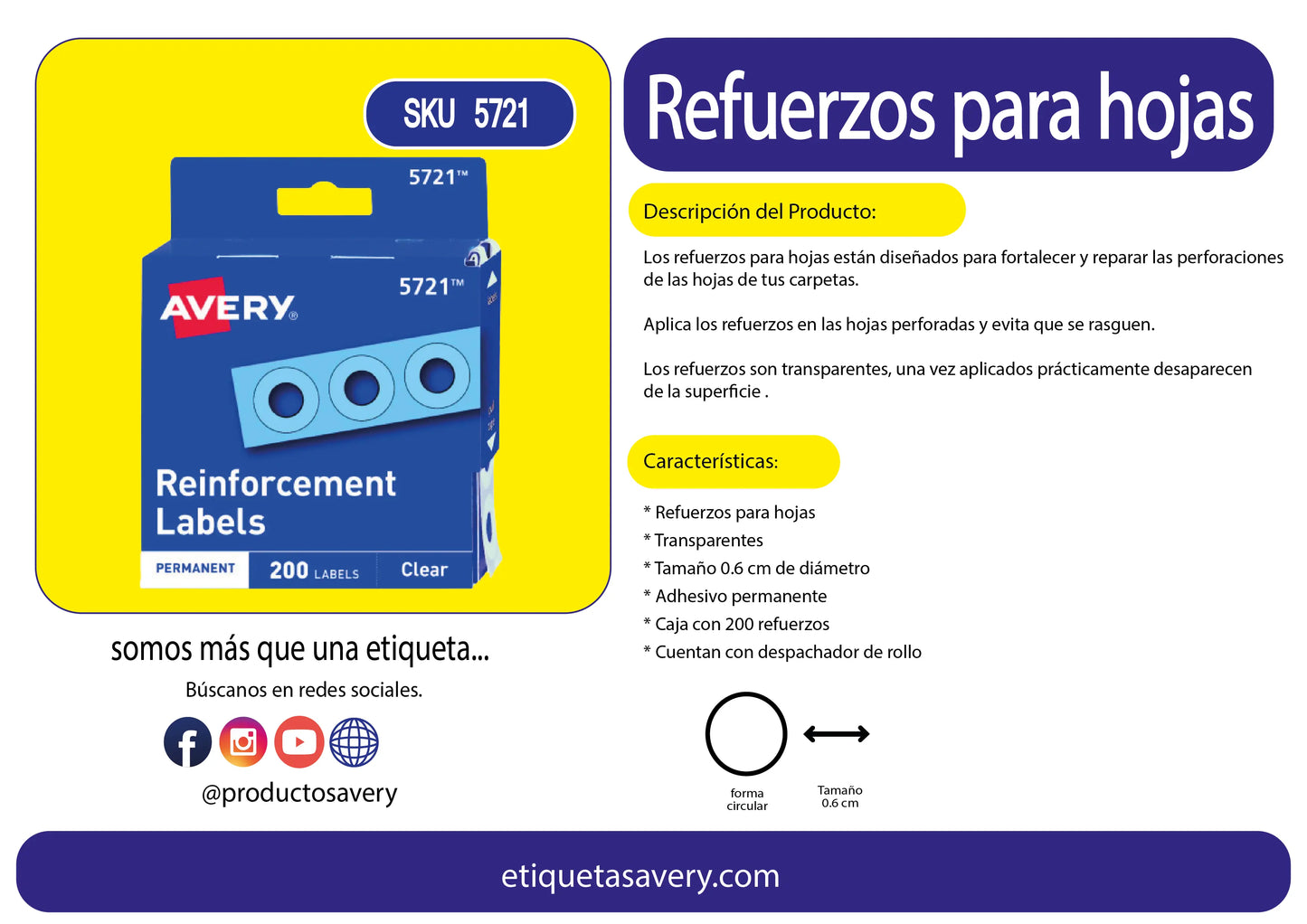 200 Etiquetas Refuerzo Adhesivo Avery Transparente Carpeta - Avery - detalle